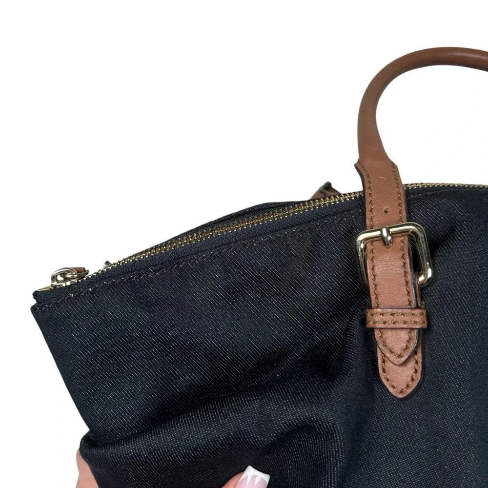 KATE SPADE Dixon Blaine Bag‎ Indigo Blue Denim Canvas Leather Satchel